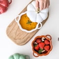 thumbnail image 3 of Pumpkin Ceramic Bowl with Lid Ceramic Dessert Saucepan with Handle Cute Pumpkin Bowl Pumpkin-Shaped Casserole Microwave & Dishwasher Safe(White), 3 of 4