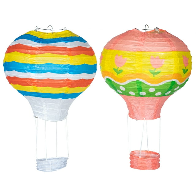 EeaseMX 2 linternas de papel con forma de globo aerostático colgantes, decoración de farolillos de papel