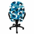 thumbnail image 3 of Abstract Office Chair Slipcover, Vintage Layout of Mid Century Modern Rhythmic Motifs in Monochrome, Protective Stretch Decorative Fabric Cover, Standard Size, Seafoam Blue and White, by Ambesonne, 3 of 5