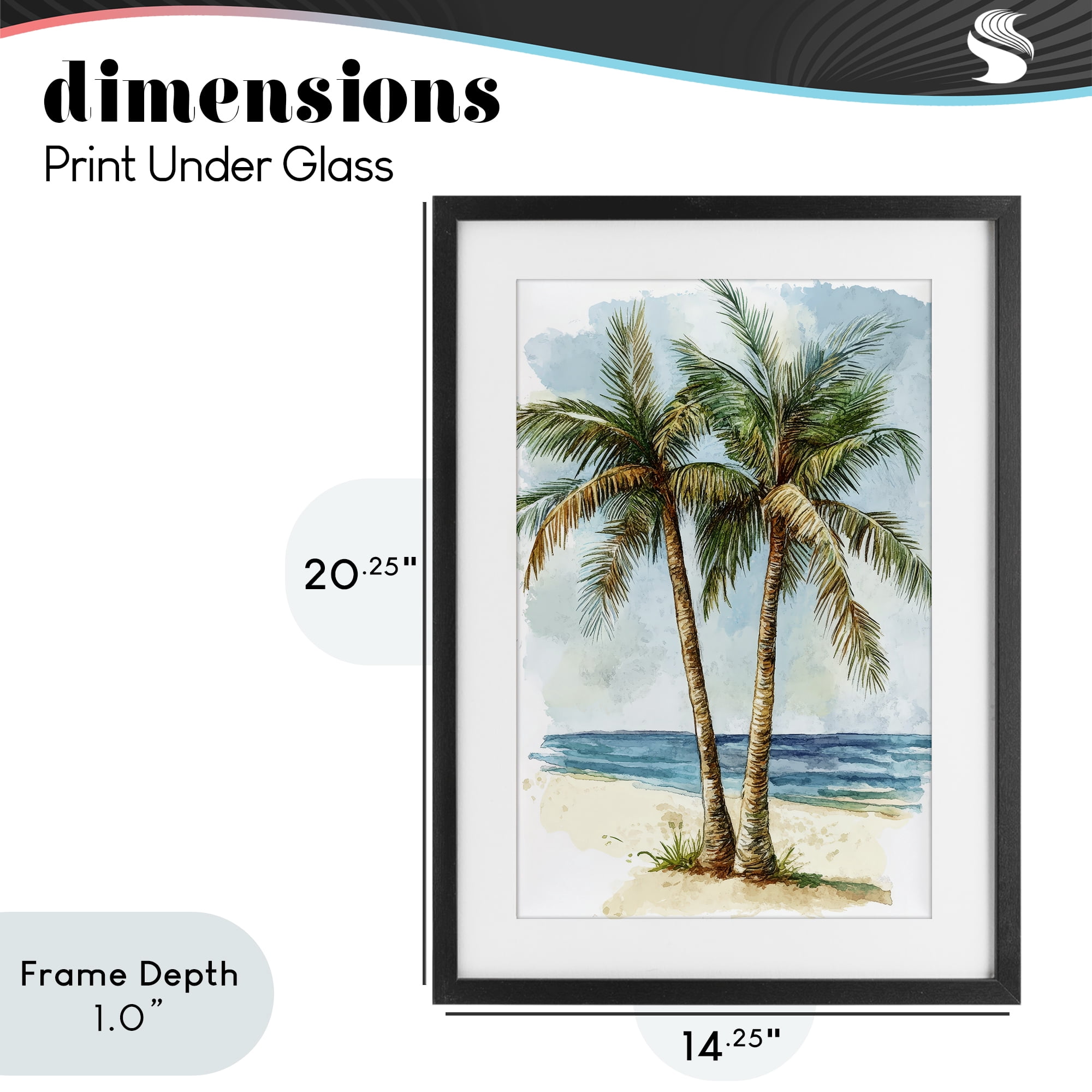 Stupell Industries Illustrated Palm Tree Duo Black Framed Print Under Glass, design by Petal Prints Design
