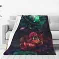 thumbnail image 4 of Salouo Red And Green Carnation Print Bed Blankets,Flannel Blanket Comfortable Air Conditioning Blanket Lightweight Blanket for Sofa Bed Travel & Couch -60"x50", 4 of 8
