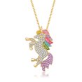 thumbnail image 3 of Conjunto de aretes y collar con pulsera y anillo de unicornio, conjunto de joyería para niñas, dorado, 3 of 5