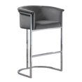 thumbnail image 1 of Dark Gray Velvet Barstool Chair (Single) with Silver Metal Chrome Base, 1 of 3