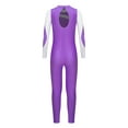 thumbnail image 2 of CHICTRY Girls Full Body Long Sleeve Unitard Sparkly One Piece Gymnastics Dance Leotard Purple 16, 2 of 5
