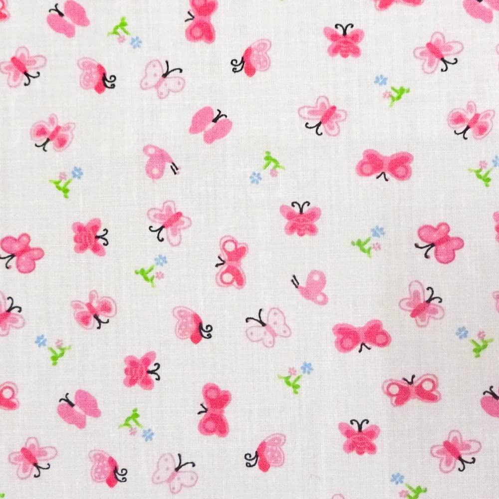 Butterfly & Floral Polycotton Fabric Metre NEW PINK BLUE COME SEE BIG PICTURES 