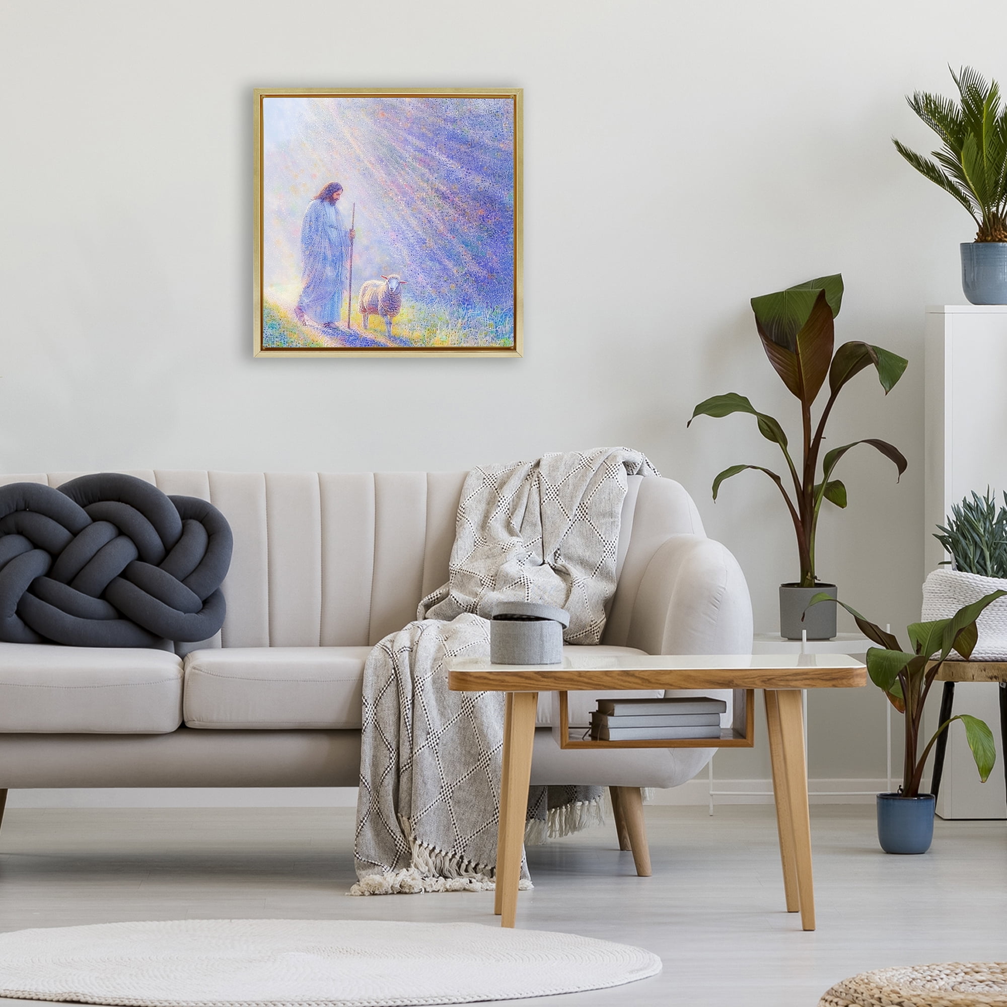 Guiding Light Shepherd Gold Framed Floater Canvas Wall Art, design by Ivan Guaderrama