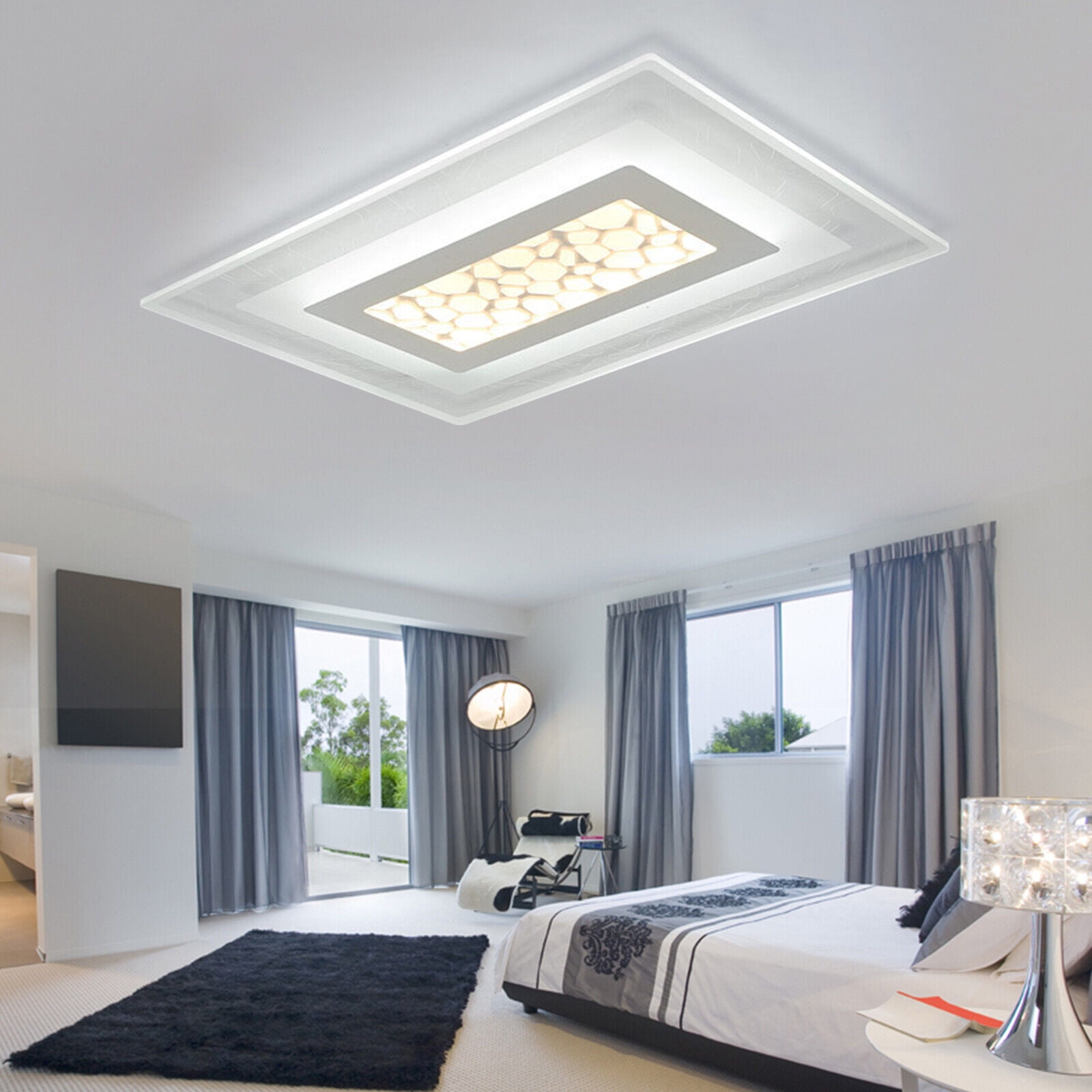 Acrylic Ceiling Light Chandelier Flush Mount Light Fixture Dimmable LED Bedroom