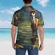 thumbnail image 4 of Balery Peaceful Deer Lily Pond Camisas hawaianas de manga corta para hombre, camisas playeras de corte holgado, camisas de vacaciones con botones,Medium, 4 of 7