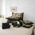 thumbnail image 5 of Feelyou Rustic Farmhouse Bear Twin Bedding Sets 7-Piece, Reindeer Moose Wildlife Bedding Comforter Set, Olive Drab Square Plaid Reversible Sheet Sets, Breathable Home Decor, 5 of 7