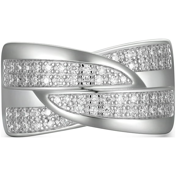Forever Facets Rhodium Plated Sterling Silver 1/3 CT TW Lab Grown Diamond Ring, Adult Female