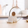 thumbnail image 2 of FeiFu Wave Pattern Pot Lid Organizer,Countertop Kitchen Shelf with Spatula Hooks Plastic Utensil Storage,Pot Lid Holders Organizer white, 2 of 4