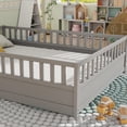 thumbnail image 4 of Miniyam Wood Full Size Floor Bed with High Fence, Door, Gray, 4 of 7