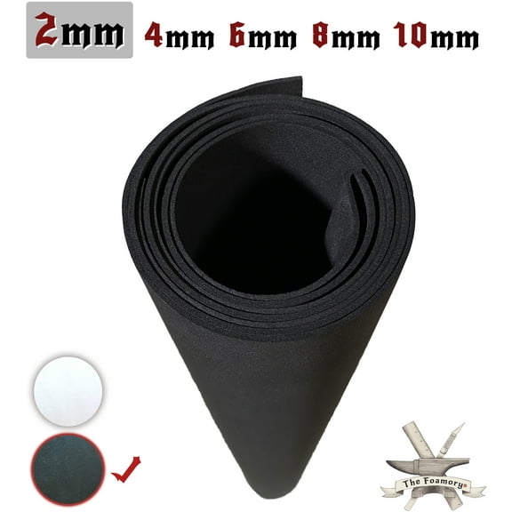 EVA Foam Cosplay – 2mm Thick (2mm to 10mm) – Black or White – 35" x 59" Sheet – Ultra High Density 85 kg/m³ – by The Foamory