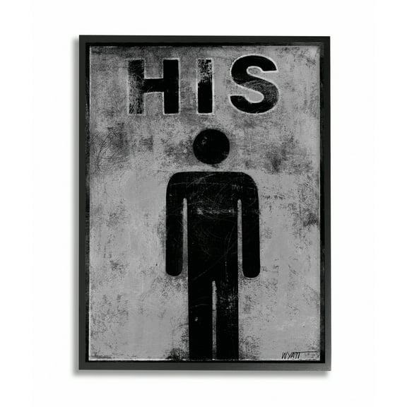 Stupell IndustriesHis Distressed Bathroom SignFramed Wall Art by World Art Group
