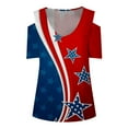 thumbnail image 4 of IROINNID 4th of July T-Shirt For Women Fashion Summer Casual Strapless Blouse Top Round Neck Women Tops 4th Of July, 4 of 5