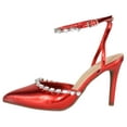 thumbnail image 2 of Top MODA Shoes Women Stiletto High Heels Pointed-Toe Ankle Strap Bling Rhinestone PARSON-3 Hot Red Metallic 10, 2 of 5