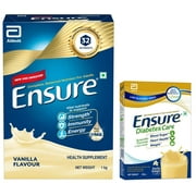 En sure Complete Balanced Nutrition Drink For Adults- Vanilla 1Kg & En-sure Diabetes Care Nutrition to Help Control Blood Sugar Levels- Vanilla 400g Box