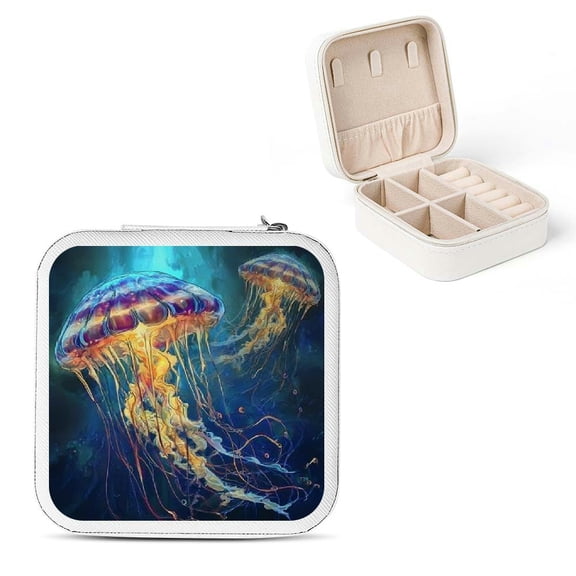 ZFLMY Jellyfish Jewelry Box Travel Organizer for Necklaces Rings Earrings White