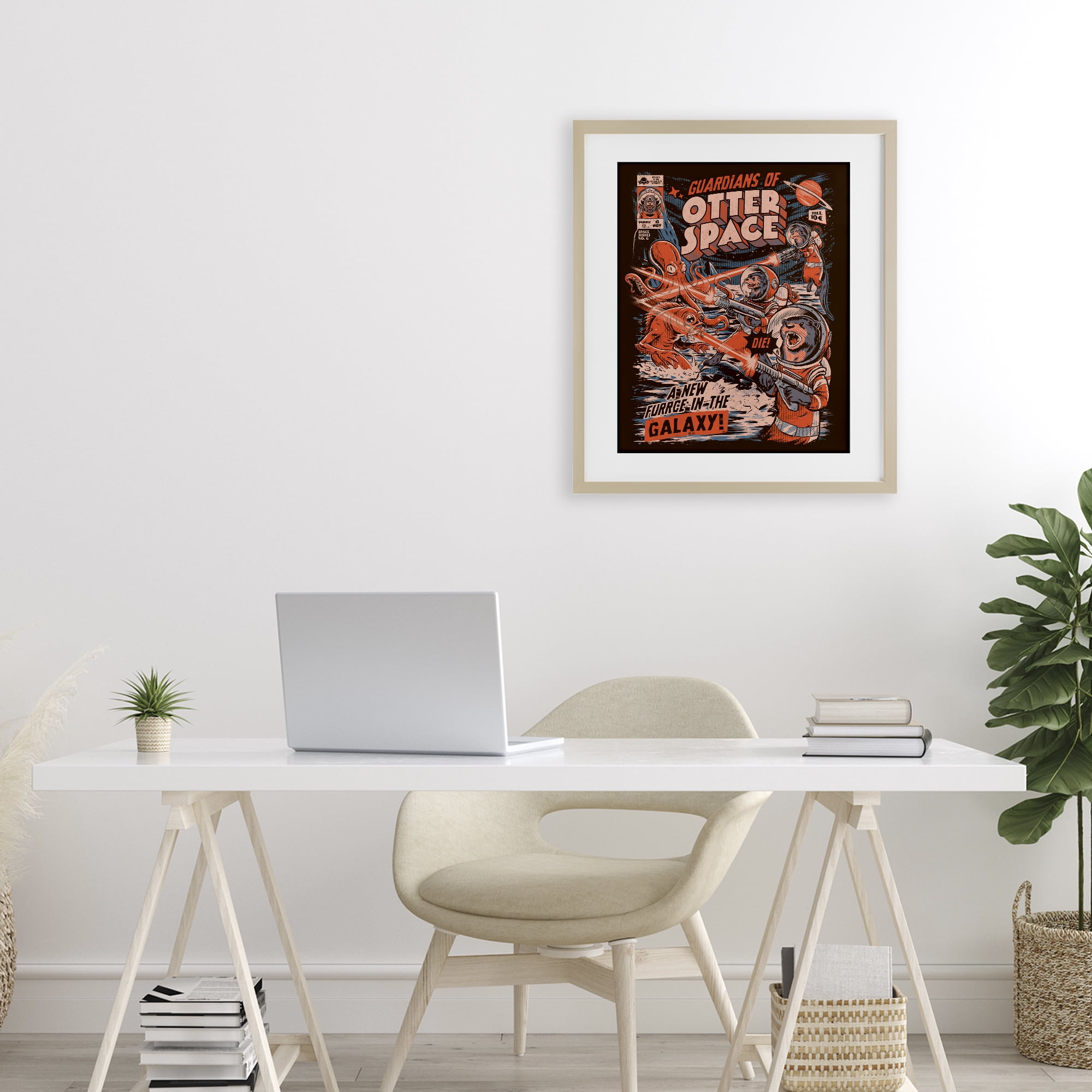 Stupell Industries Guardians Of Otter Space Retro Birch Framed Print Under Glass, design by EduEly Designs
