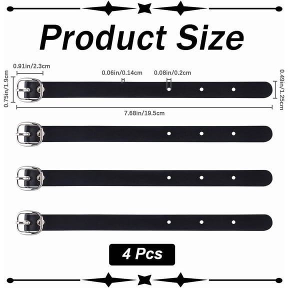 1set 4pcs PU Leather Luggage Tag Straps Suitcase Name Tag Holders with Alloy Buckle Black 190~197x12.5x1.4mm Hole: 2mm