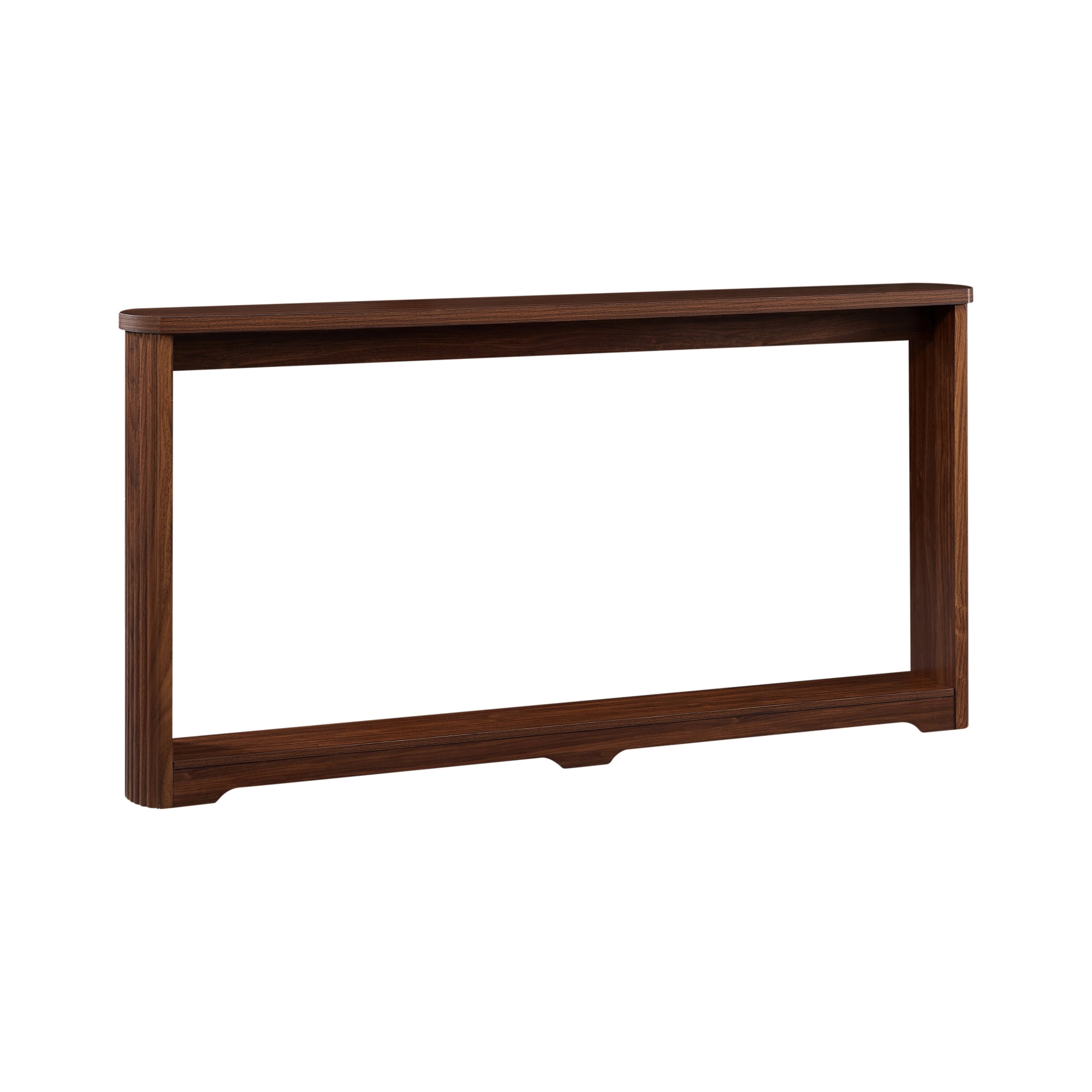 Long Fluted Console Table, Narrow Sofa Table Behind Couch with Arc Corner Design for Entryway, Industrial Farmhouse Hallway Table for Living Room, Foyer