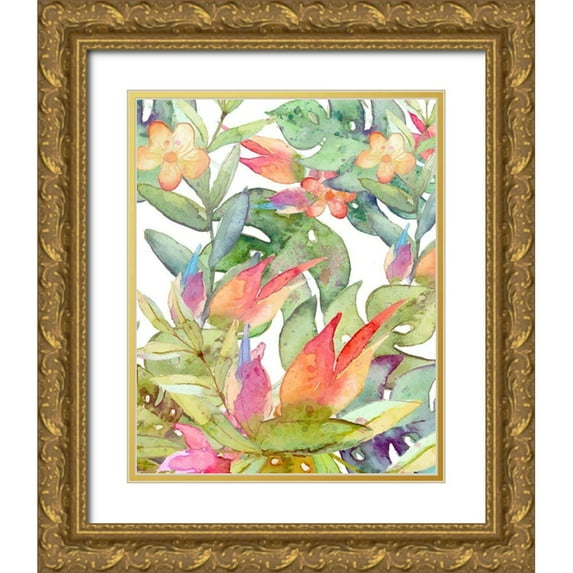 Robinson, Tamara 12x14 Gold Ornate Wood Framed with Double Matting Museum Art Print Titled - Tropical Watercolor