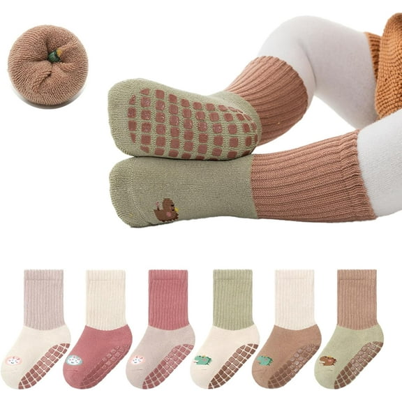 Baby Socks Non-skid Grip Toddler Socks Warm Thick Anti Skid Crew Socks for Girls Boys Newborn Infant Sock