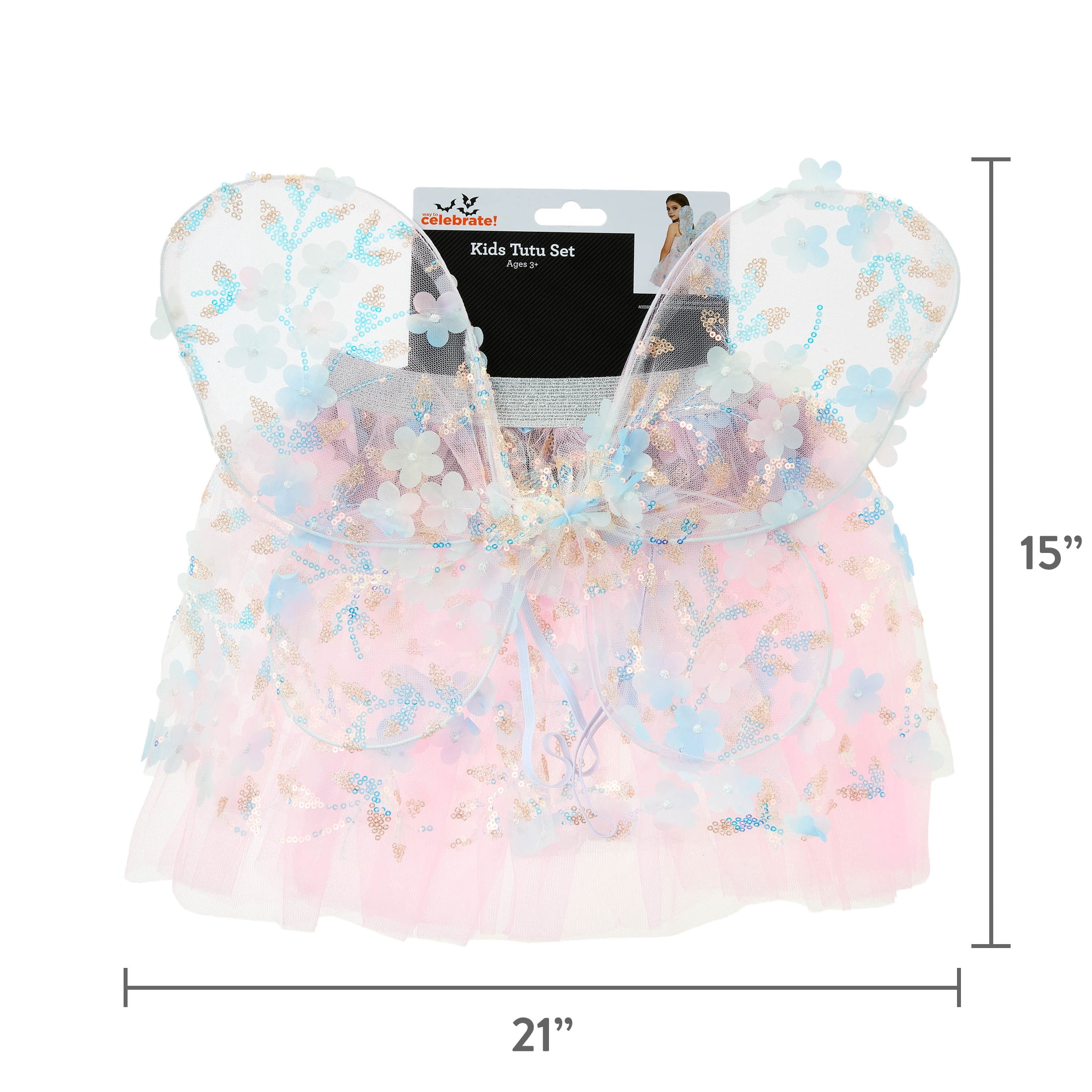 Tutu and Wings Costume Accessory Set for Children, Pink, Halloween by Way To Celebrate