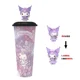 thumbnail image 3 of Vaso de agua para niños Sanrio Kuromi de 470 ml, vaso de plástico de verano, diagonal, portátil, de gran capacidad, para niños, vasos de agua, pipeta de silicona, 3 of 5
