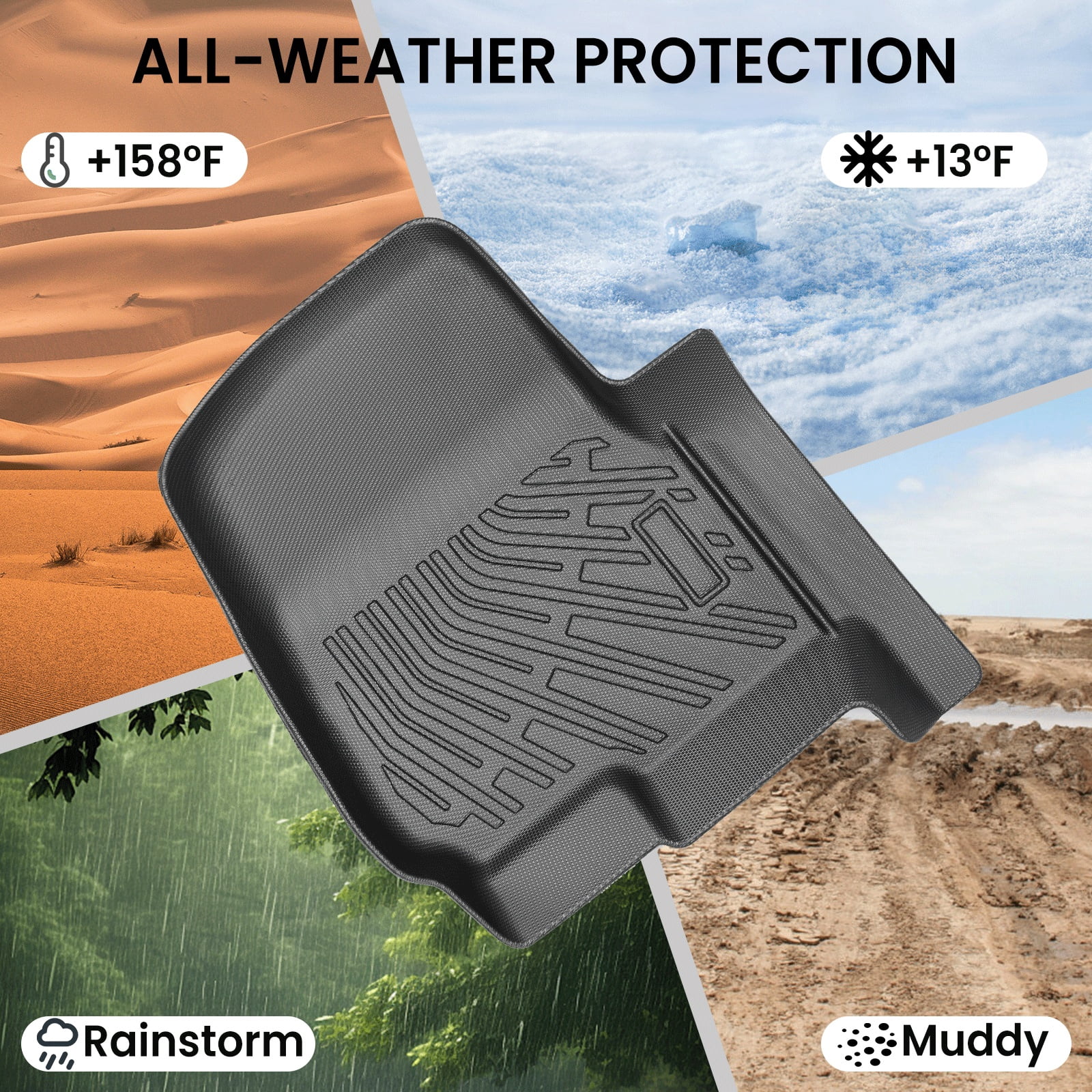 WheelX Floor Mats Fit for 2018-2025 Ford Expedition 7-Seater, TPE All Weather Custom Fit for Expedition with Backrest, Back Seat Protector for Expedition Accessories