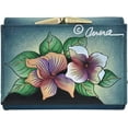 thumbnail image 2 of Anna by Anuschka Women's Hand-Painted Genuine Leather Ladies Three Fold Wallet - Snap Button, Bill Pocket, 7 Card Holders, ID Window, Rear Coin Pocket with French Clasp, 2 of 4