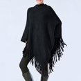 thumbnail image 5 of Hauaitttt Women Poncho Sweater V Neck Solid Knit Pullover Cape Lightweight Shawl Elegant Wrap with Fringes for Women Womens Dress Jackets for Evening Wear Girls Shawl Wool Scarf Shawl with Hood, 5 of 7