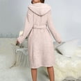 thumbnail image 4 of XIAONU Women's Waffle Plush Hooded Robe Loose Long Sleeve Wrap V Neck Loungewear Cozy Warm Relax Robes, 4 of 5