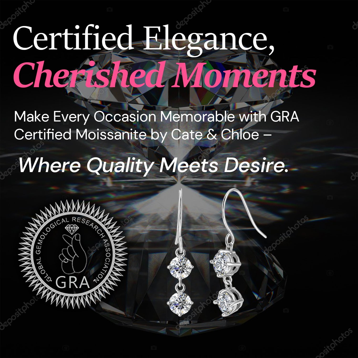 Moissanite by Cate & Chloe Talia 925 Sterling Silver Dangle Earrings 2.0TCW for Women, Gift for Her