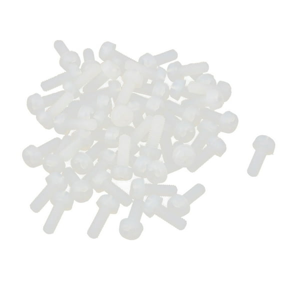 M3 x 8mm Nylon  Cross Pan Head Machine Screws White 50 PCS