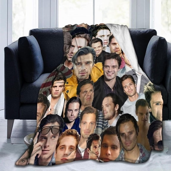 Sebastian Stan Blanket Soft and Warm Lightweight Fluffy Throws Blankets Rug Carpet Gift for Beach Yoga Bedroom Living Room Decoration Sofa Camping Trip Dorm Decor All Season