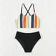 thumbnail image 4 of Odeerbi 7-15 Años Traje de Baño de Tiras Para Niñas Playa de Verano Traje de Baño Hawaiano Traje de Baño de Rayas Traje de Baño de Cintura Alta Split Traje de Baño de Dos Piezas, 4 of 6