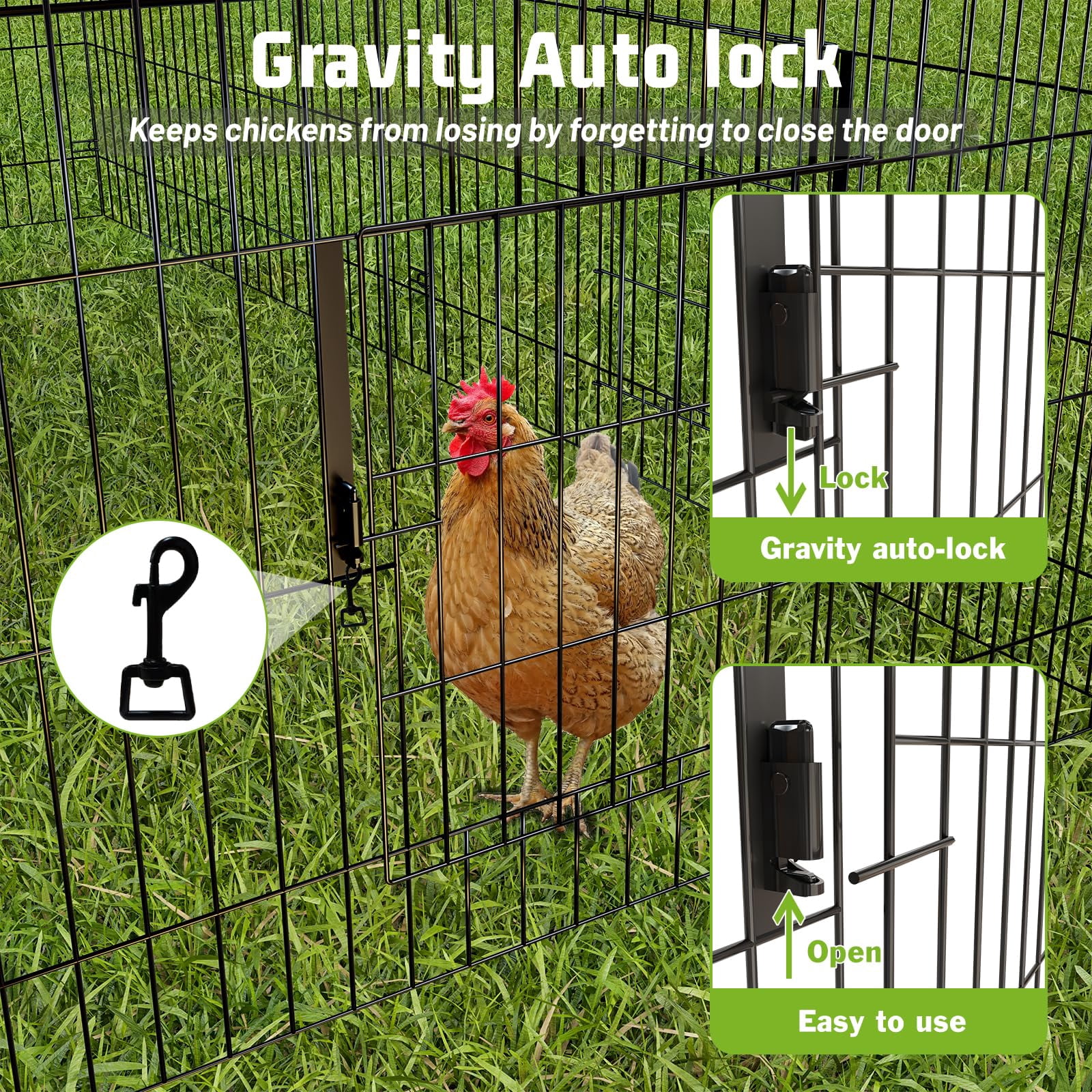 2025 New Metal Chicken Cage, Poultry Cage with Waterproof Cover, Duck Coops, Outdoor Large Walk-in Coops, for Outdoor, Farm