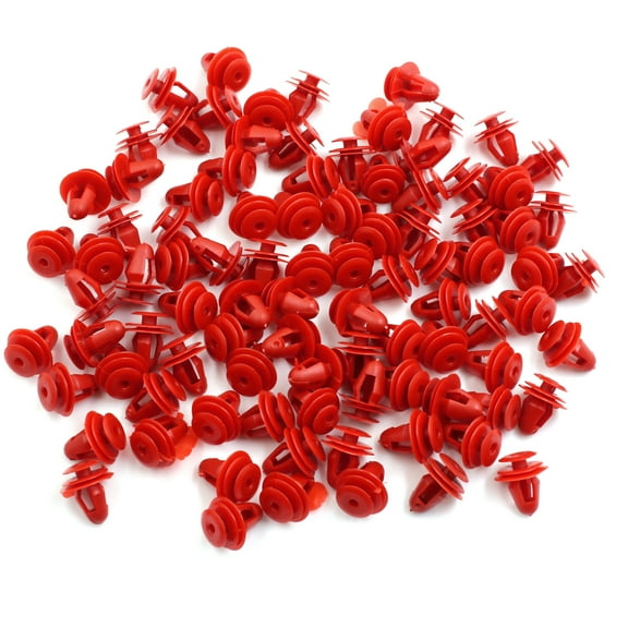 100pcs 10mm Hole Red Car Fender Plastic Rivets Fastener Clips Retainers