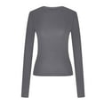 thumbnail image 5 of BiZtdJrK Yoga Tops for Women Crew Neck Long Sleeve Slim Fit T Shirts Soft Lightweight Workout Shirt Fashion Casual Crop Tees Birthday Gift Dark Gray XL, 5 of 6