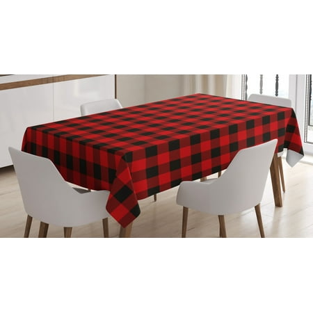 

Red Plaid Tablecloth Lumberjack Clothing Inspired Square Pattern Checkered Grid Style Quilt Design Rectangular Table Cover for Dining Room Kitchen 60 X 90 Inches Scarlet Black by Ambesonne