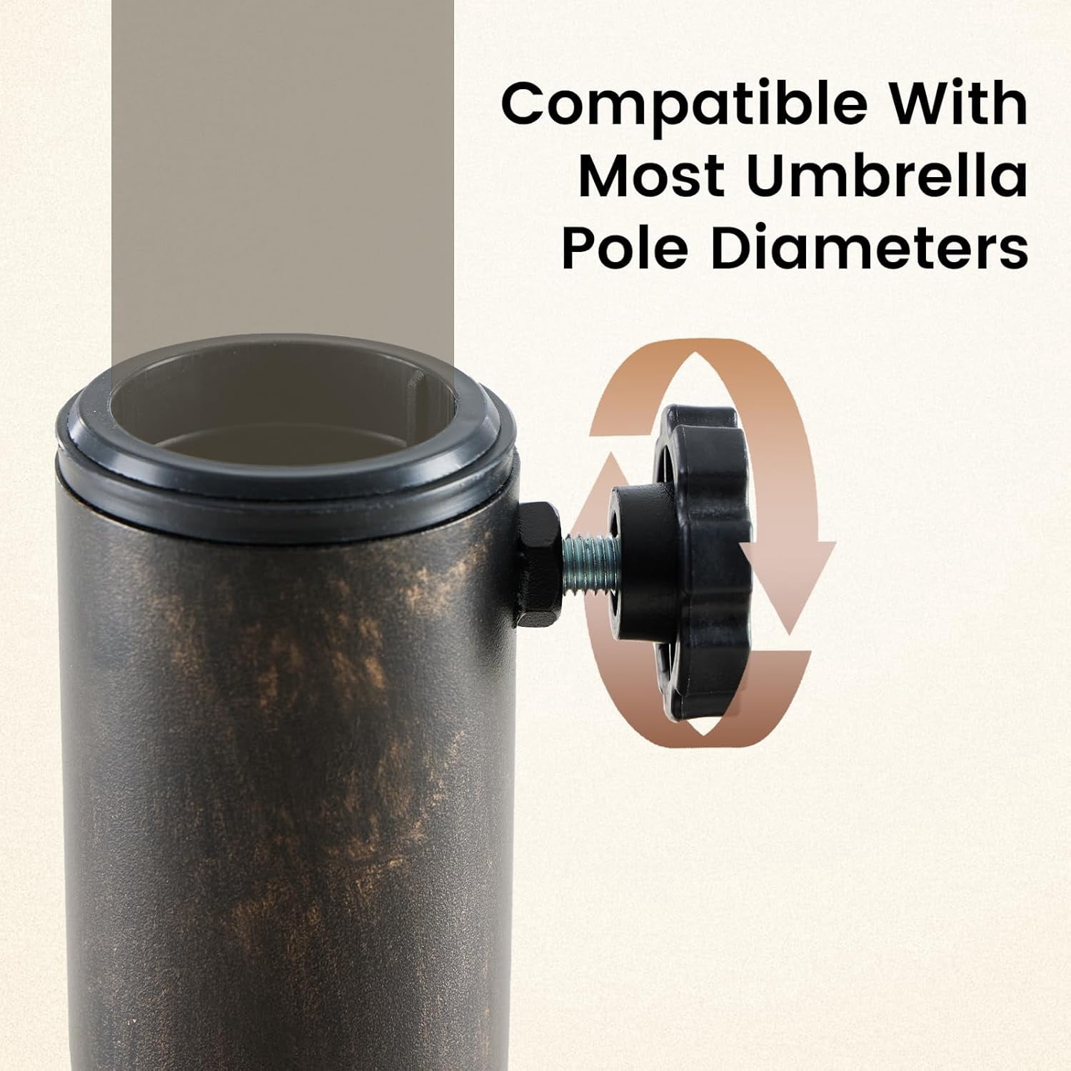 JIOABL Patio Umbrella Base with 2 Removable Pole Adapters, Heavy Duty Resin & Iron Stand, Waterproof, UV-Resistant, Adjustable, 30 lbs