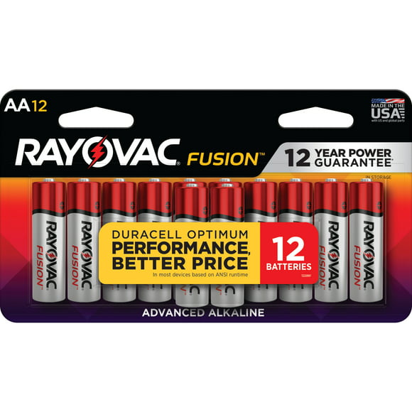 Rayovac Fusion AA Batteries (12 Pack), Double A Alkaline Batteries