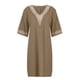 thumbnail image 3 of Vestido de lino de algodón SCZ con encaje bordado exquisito cuello en V y costura de encaje para mujer caqui/L, 3 of 4