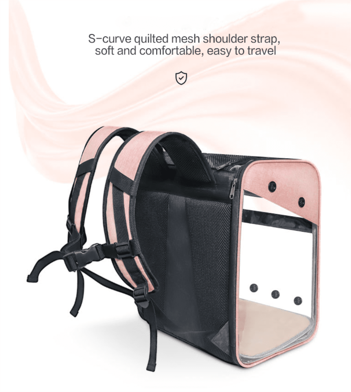 Pet Carrier Backpack for Dogs Cats Wide Use Breathable Round Hole High Quality Material for Shopping(Pink)