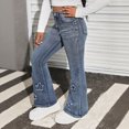 thumbnail image 6 of TOWED22 Girls Jeans Teen Wide Leg Baggy Denim Pants Kids Cute Y2K Streetwear Clothing with Adjustable Waisted,Blue,9-10 Y, 6 of 7