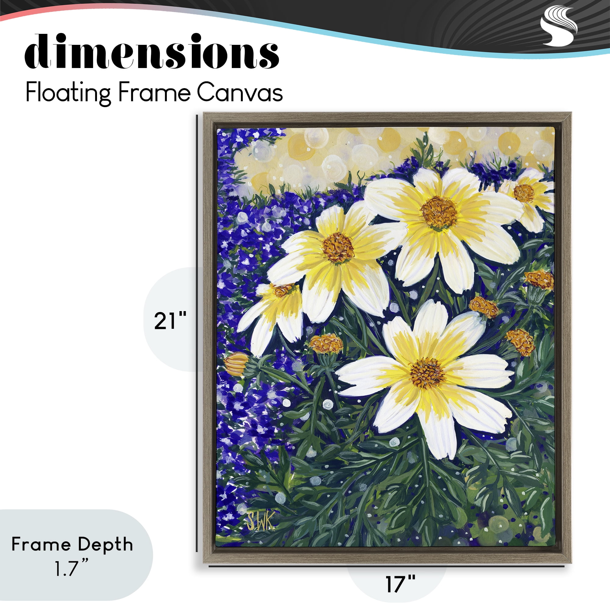 Stupell Industries Summer Garden Cosmos Brown Framed Floater Canvas Wall Art, design by Sarah Waldron Kimball