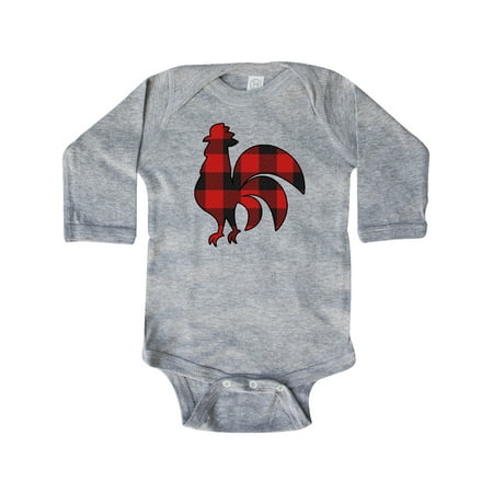 

Inktastic Rooster Silhouette Plaid Gift Baby Boy or Baby Girl Long Sleeve Bodysuit