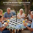 thumbnail image 2 of Round Outdoor Tablecloth with Umbrella Hole and Zipper, Blue Hydrangea Fitted Table Cover with Elastic Edge for 36-44 Inch, Spring Summer Eucalyptus Black Checkered Waterproof Patio Tablecoths, 2 of 9