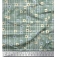thumbnail image 1 of Soimoi Green Silk Fabric Check & Floral Print Fabric by Yard 42 Inch Wide, 1 of 3